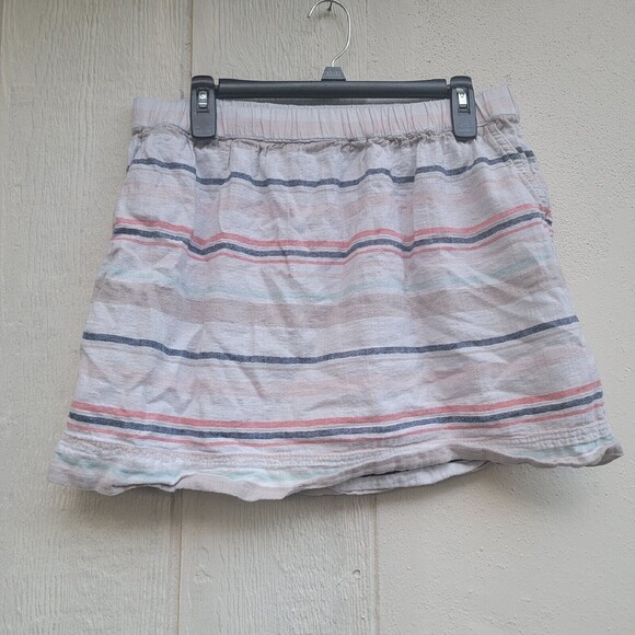 Sonoma multicolor striped elastic waist  linen blend skirt w pockets wmns sz 14 - Picture 1 of 4